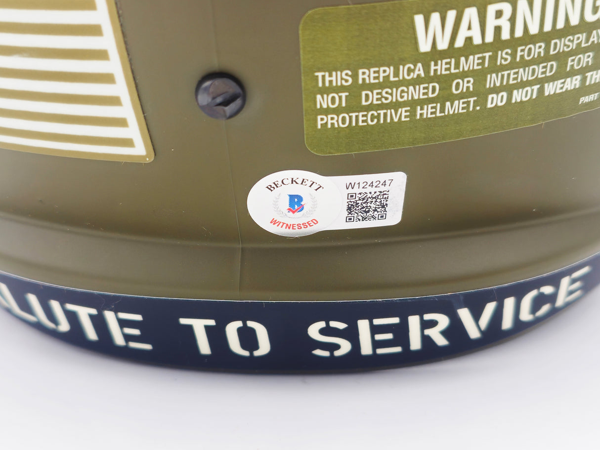 Patrick Mahomes Autographed Kansas City Chiefs Army Green Full Size Salute to Service Helmet Beckett BAS Witness #W124247