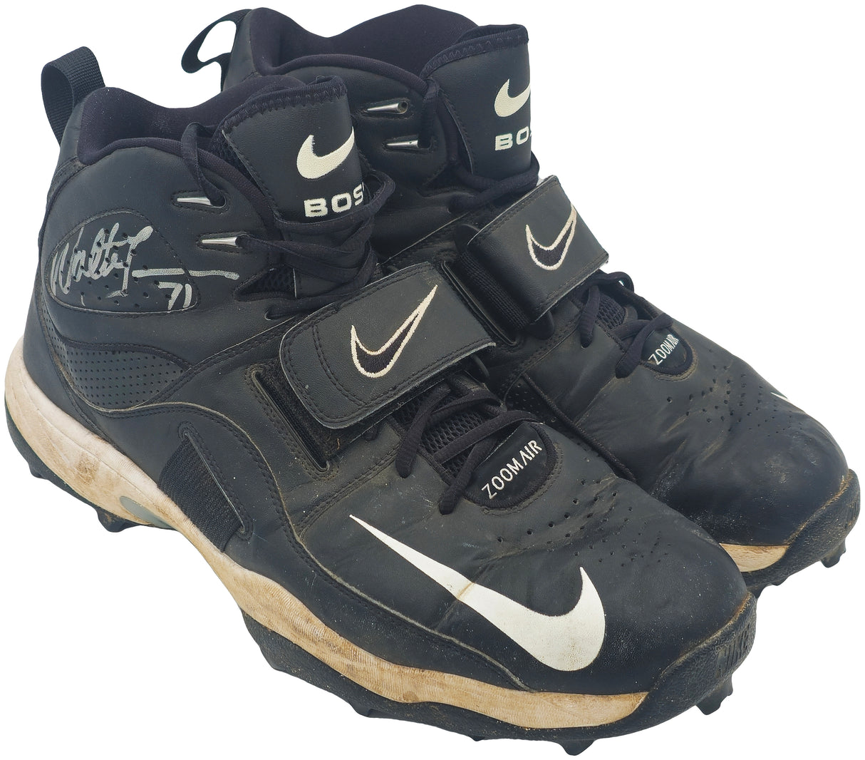 Walter Jones Autographed Dual Signed Pair of Game Used Black Nike Zoom Air Cleats Seattle Seahawks Beckett BAS QR #BF24626 & BF24627