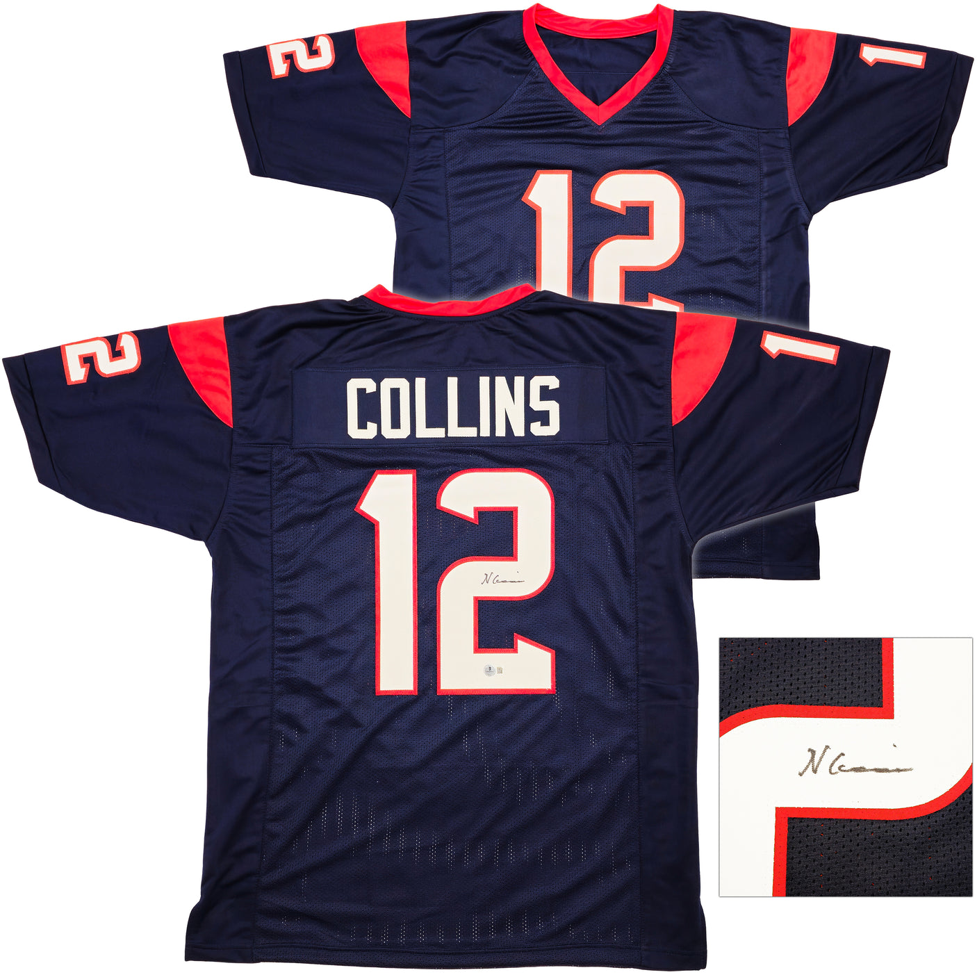 Houston Texans Nico Collins Autographed Blue Jersey Beckett BAS QR Stock #238361
