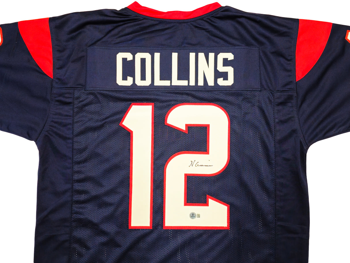 Houston Texans Nico Collins Autographed Blue Jersey Beckett BAS QR Stock #238361