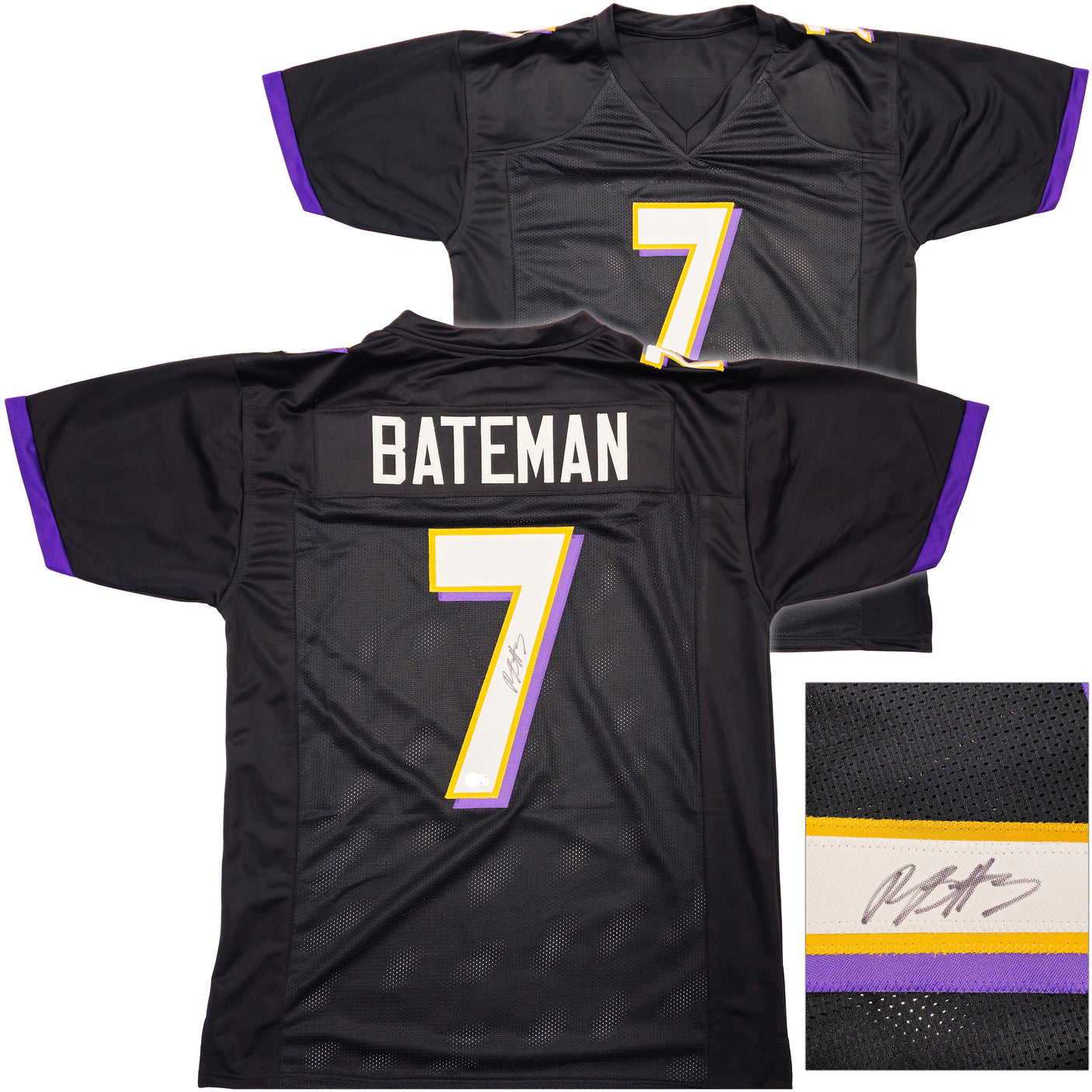 Baltimore Ravens Rashod Bateman Autographed Black Jersey Beckett BAS Witness Stock #238349