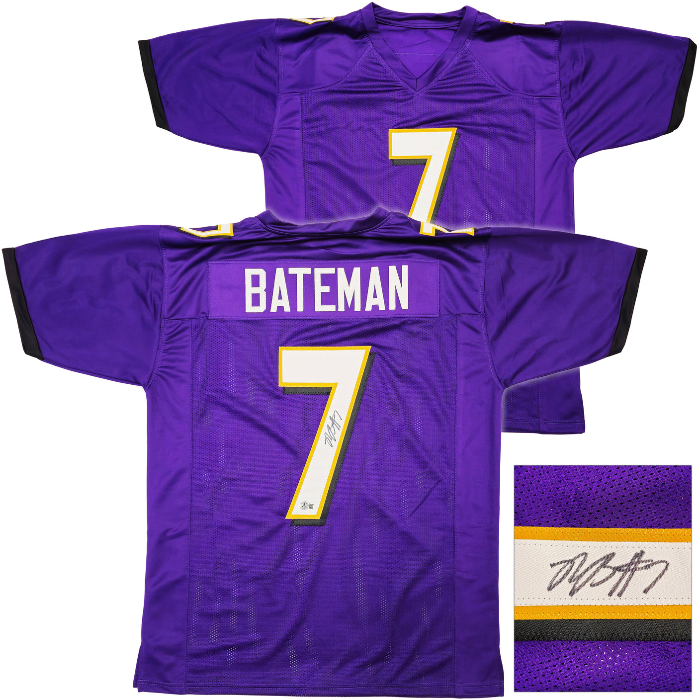 Baltimore Ravens Rashod Bateman Autographed Purple Jersey Beckett BAS Witness Stock #238350