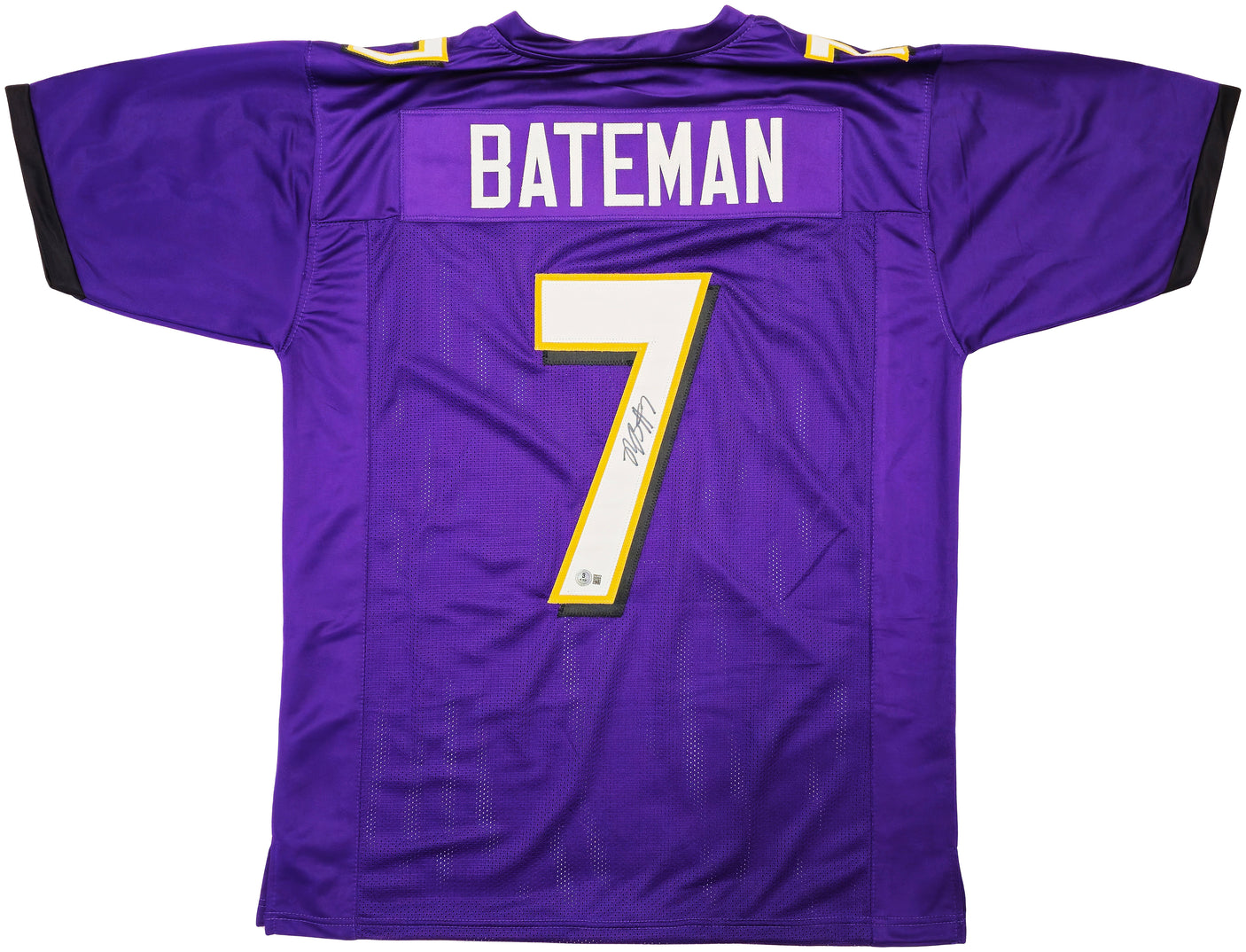 Baltimore Ravens Rashod Bateman Autographed Purple Jersey Beckett BAS Witness Stock #238350