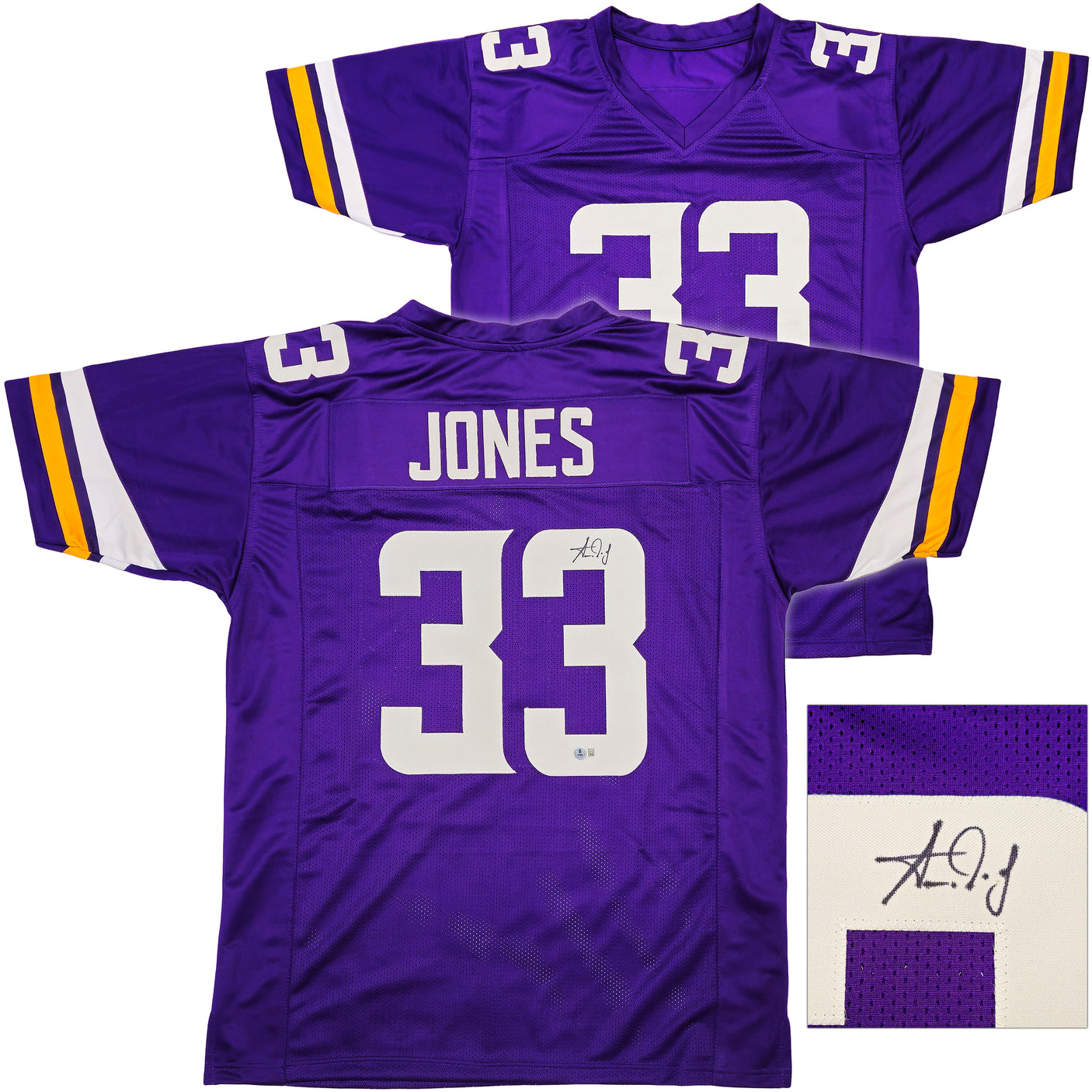 Minnesota Vikings Aaron Jones Autographed Purple Jersey Beckett BAS Witness Stock #238330