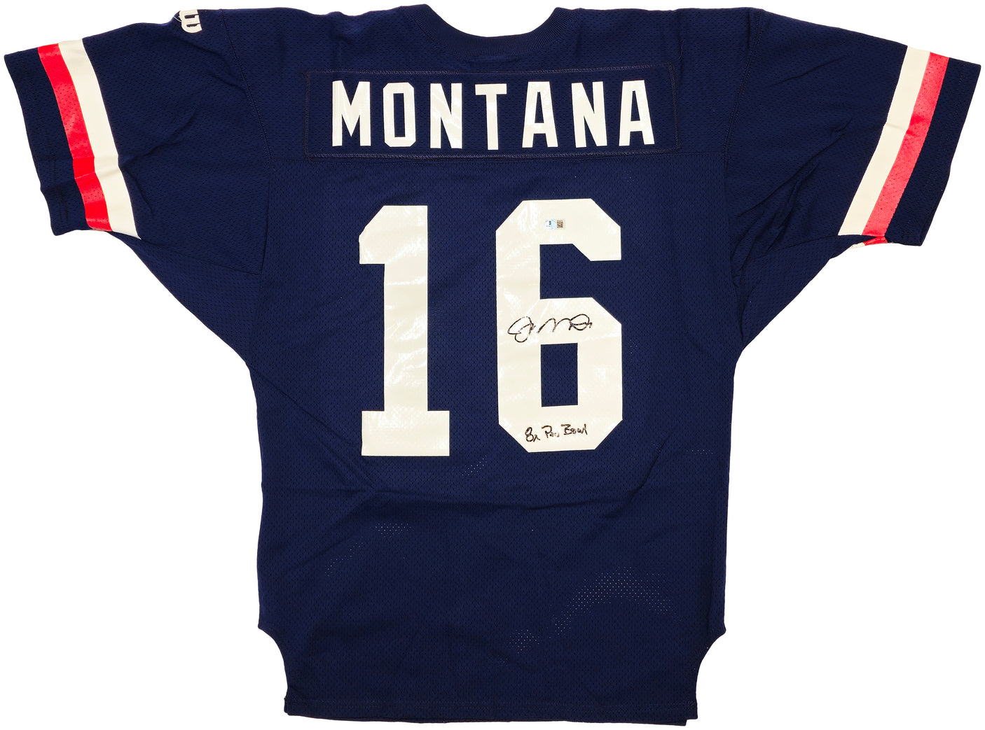 San Francisco 49ers Joe Montana Autographed Blue Wilson Pro Bowl Jersey Size 46 "8X Pro Bowl" Beckett BAS QR Stock #238331