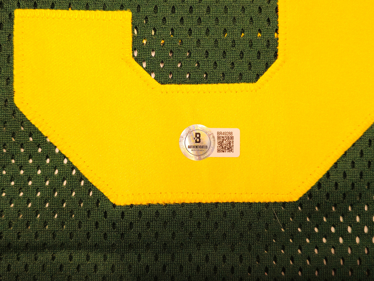 Notre Dame Fighting Irish Joe Montana Autographed Green Jersey Beckett BAS QR Stock #238332