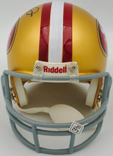 Joe Montana Autographed San Francisco 49ers Gold 1964-95 Throwback Mini Helmet Beckett BAS QR Stock #238342