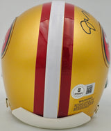 Joe Montana Autographed San Francisco 49ers Gold 1964-95 Throwback Mini Helmet Beckett BAS QR Stock #238342
