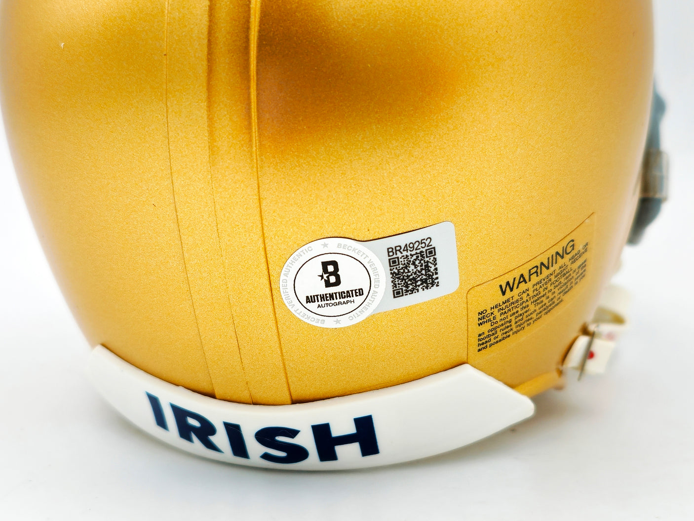 Joe Montana Autographed Notre Dame Fighting Irish Gold Mini Helmet Beckett BAS QR Stock #238341