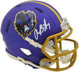 Rashod Bateman Autographed Baltimore Ravens 2024 Alternate Purple Speed Mini Helmet Beckett BAS Witness Stock #238351