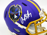 Rashod Bateman Autographed Baltimore Ravens 2024 Alternate Purple Speed Mini Helmet Beckett BAS Witness Stock #238351