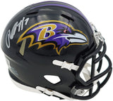 Rashod Bateman Autographed Baltimore Ravens Black Speed Mini Helmet Beckett BAS Witness Stock #238352