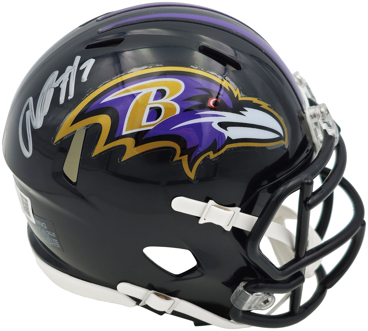 Rashod Bateman Autographed Baltimore Ravens Black Speed Mini Helmet Beckett BAS Witness Stock #238352