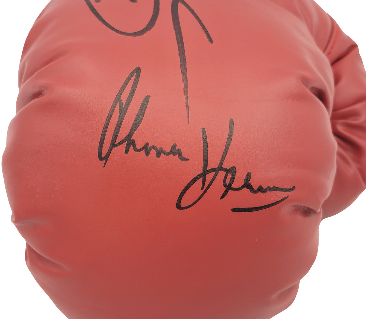 Sugar Ray Leonard & Thomas "Hitman" Hearns Autographed Red Everlast Boxing Glove RH JSA Stock #238356