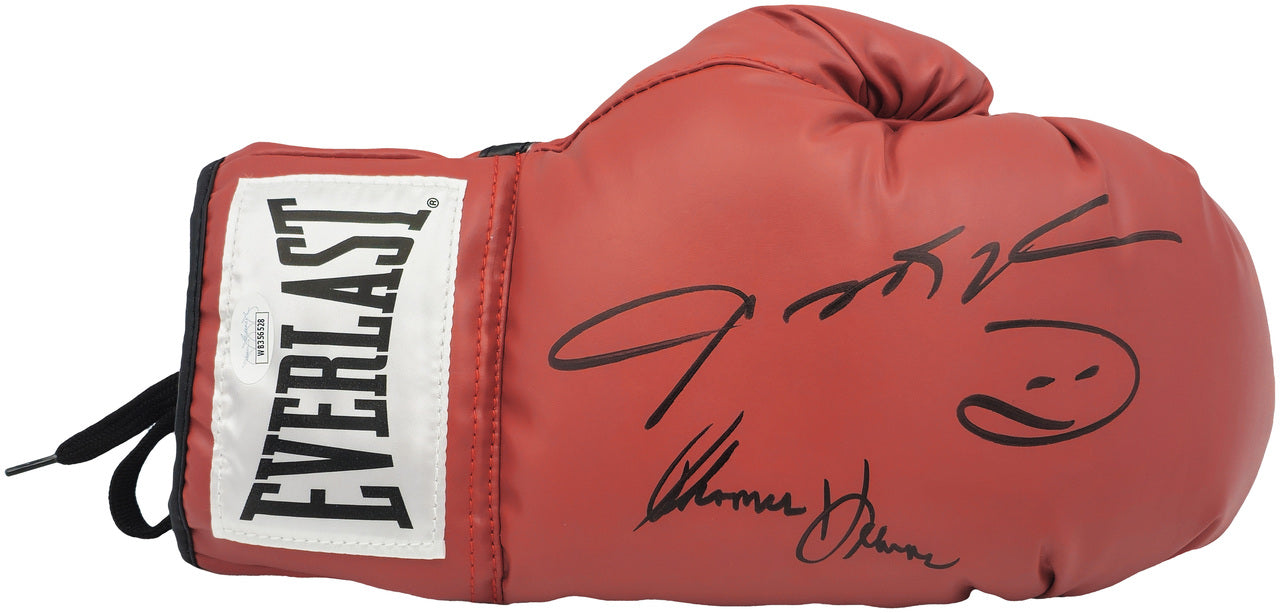 Sugar Ray Leonard & Thomas "Hitman" Hearns Autographed Red Everlast Boxing Glove RH JSA Stock #238355