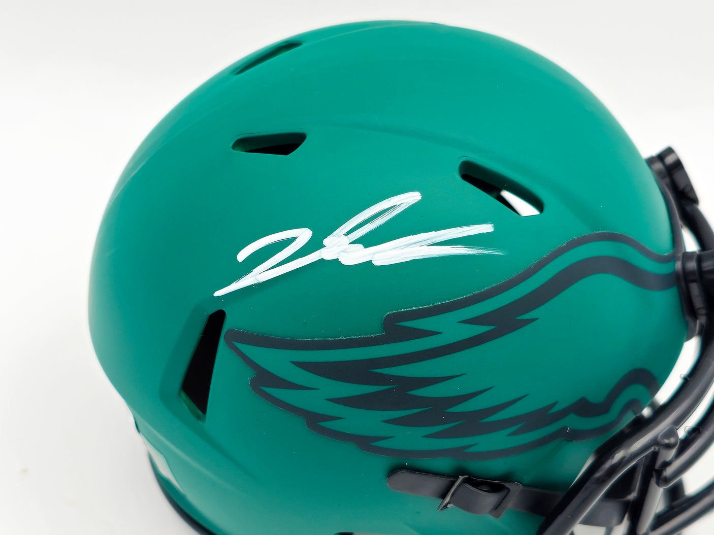 Jalen Carter Autographed Philadelphia Eagles Rave Green Speed Mini Helmet Beckett BAS Witness Stock #238568