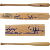 Jay Buhner Autographed Blonde Louisville Slugger Pro Stock Baseball Bat Seattle Mariners "Keep Swingin" Beckett BAS Witness Stock #238592