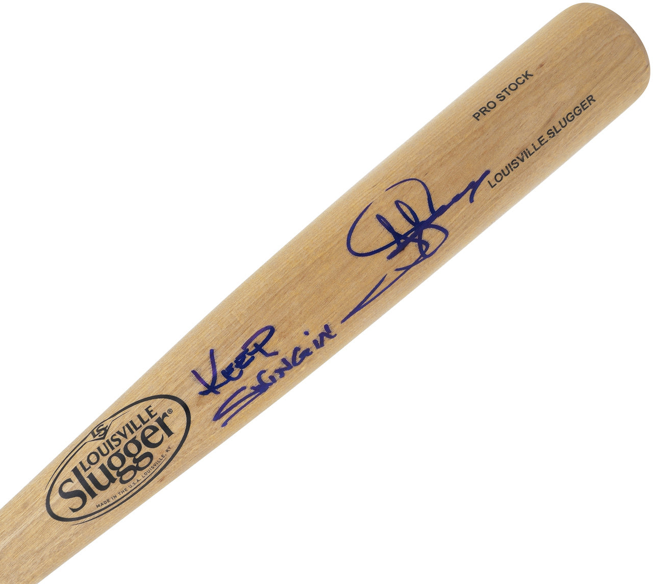 Jay Buhner Autographed Blonde Louisville Slugger Pro Stock Baseball Bat Seattle Mariners "Keep Swingin" Beckett BAS Witness Stock #238592