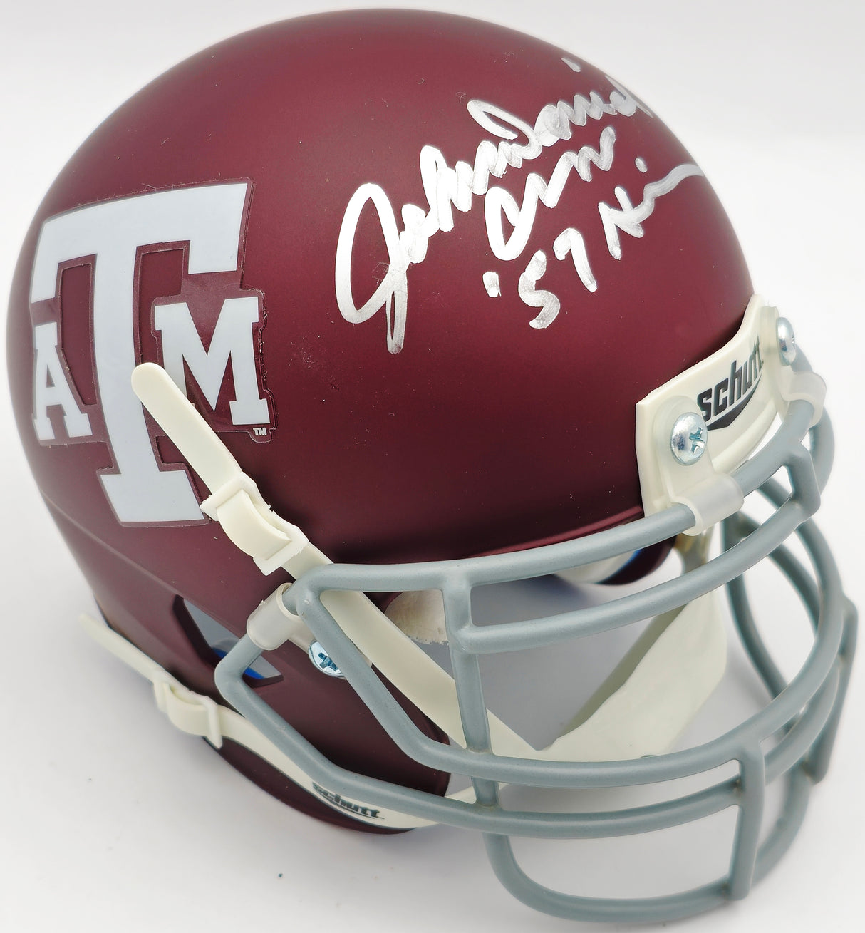 John David Crow Autographed Texas A&M Aggies Maroon Authentic Mini Helmet "57 Heisman" TriStar Holo #7516141