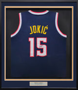 Denver Nuggets Nikola Jokic Autographed Framed Blue Jersey JSA Stock #238359