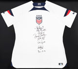 Team USA 1999 Women's World Cup Champions Autographed Framed White Nike Jersey With 8 Signatures Including Hamm & Chastain Beckett BAS Witness Stock #249470