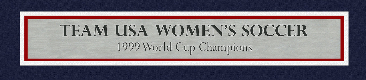 Team USA 1999 Women's World Cup Champions Autographed Framed White Nike Jersey With 8 Signatures Including Hamm & Chastain Beckett BAS Witness Stock #249470