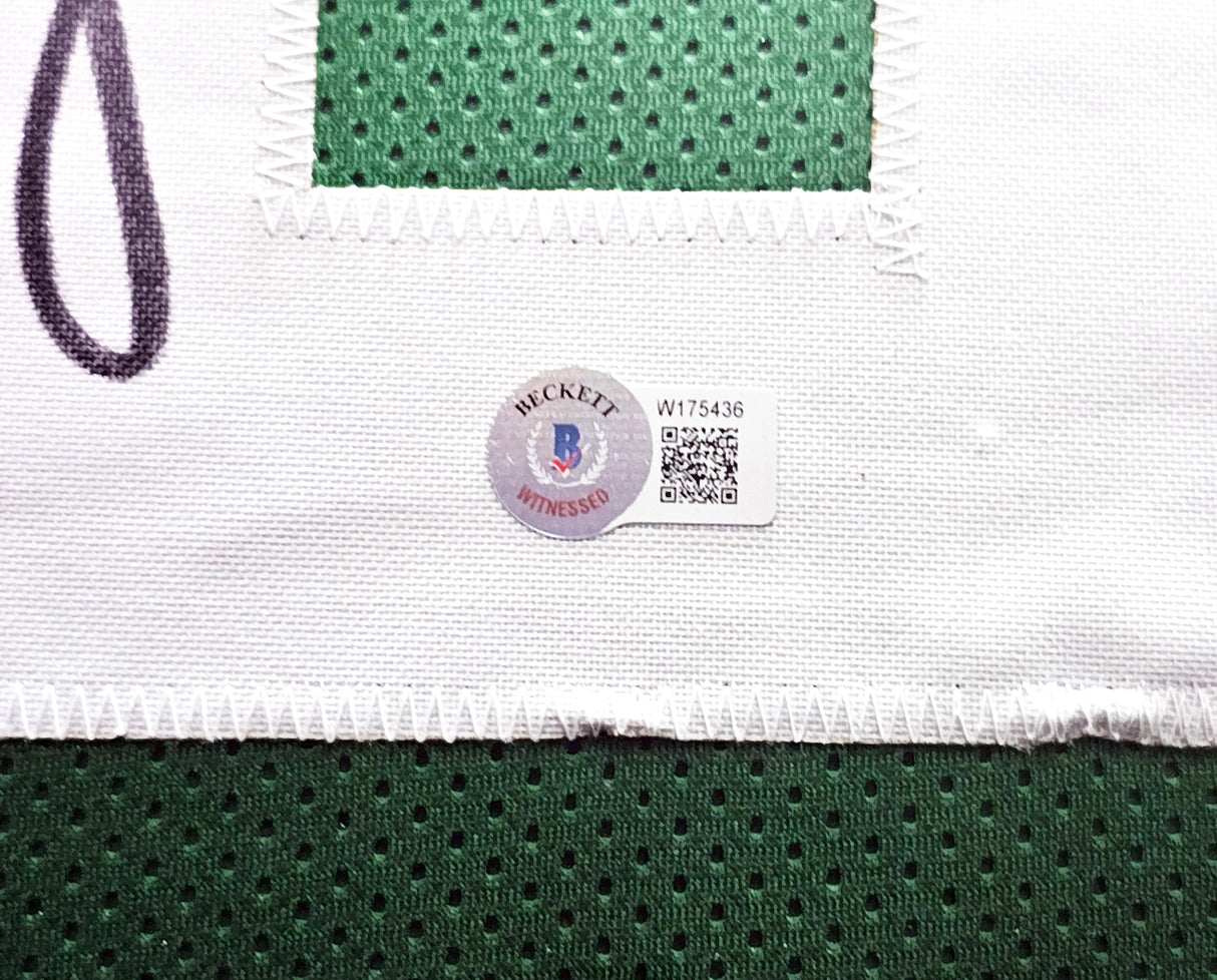 New York Jets Joe Namath Autographed Framed Green Jersey Beckett BAS Witness Stock #238539