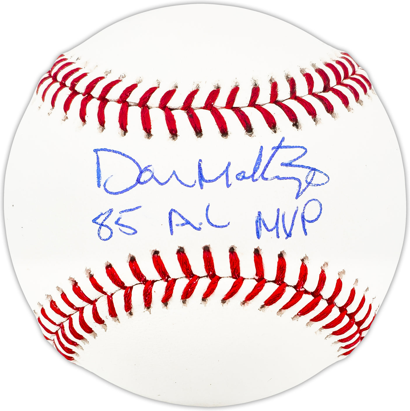 Don Mattingly Autographed Official MLB Baseball New York Yankees "85 AL MVP" Beckett BAS Witness Stock #224694