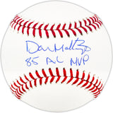 Don Mattingly Autographed Official MLB Baseball New York Yankees "85 AL MVP" Beckett BAS Witness Stock #224694