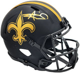 Alvin Kamara Autographed New Orleans Saints Eclipse Black Full Size Speed Replica Helmet Beckett BAS Witness Stock #224739