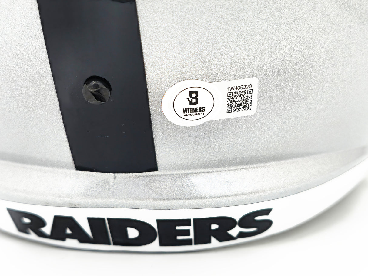 Davante Adams Autographed Las Vegas Raiders Silver Full Size Speed Replica Helmet Beckett BAS Witness Stock #224725