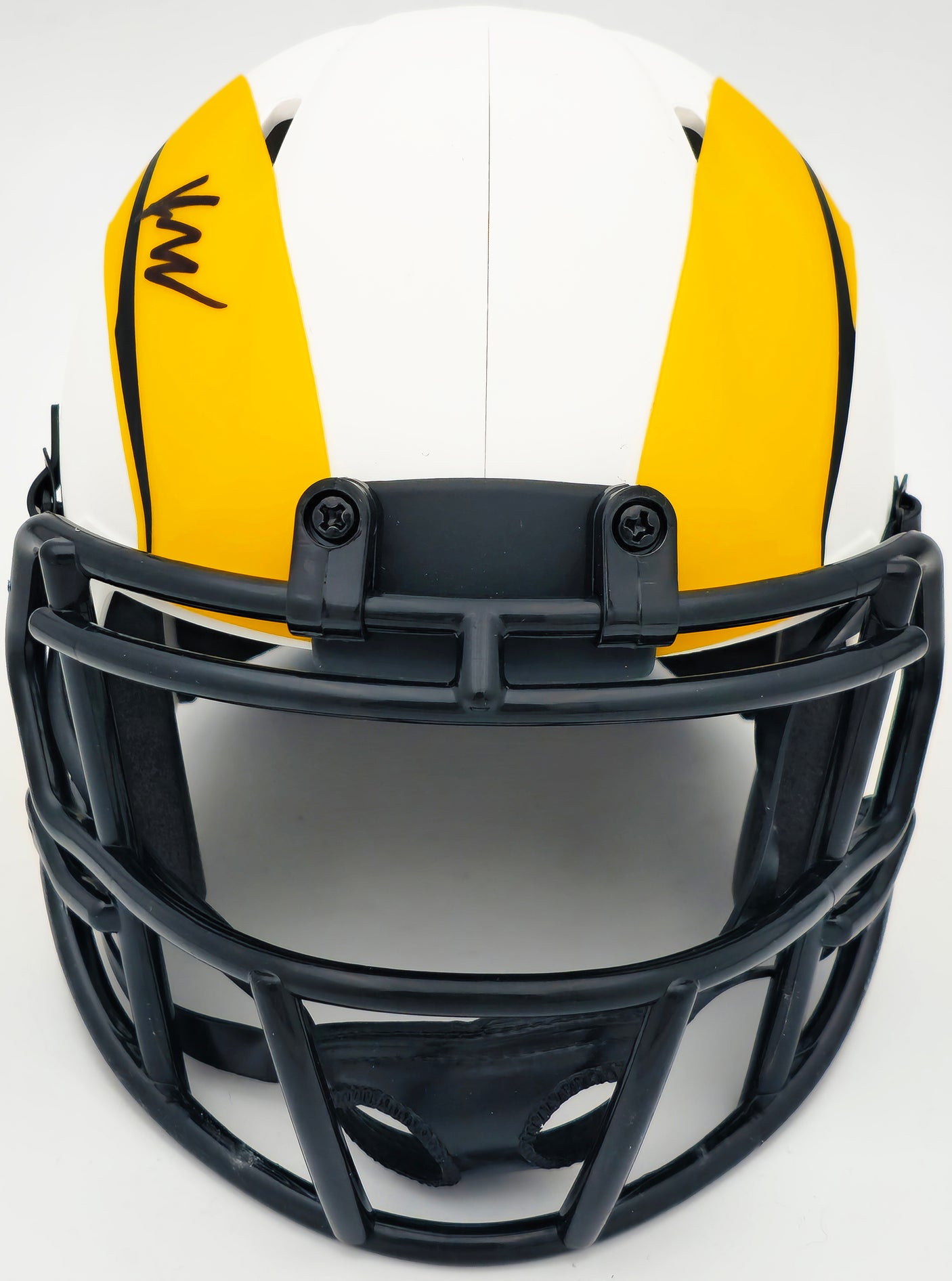 Kyren Williams Autographed Los Angeles Rams Lunar Eclipse White Speed Mini Helmet Beckett BAS Witness Stock #224760