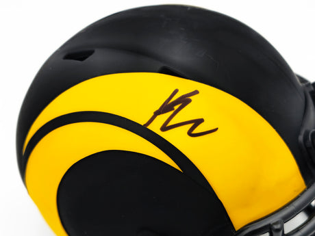 Kyren Williams Autographed Los Angeles Rams Eclipse Black Speed Mini Helmet Beckett BAS Witness Stock #224758