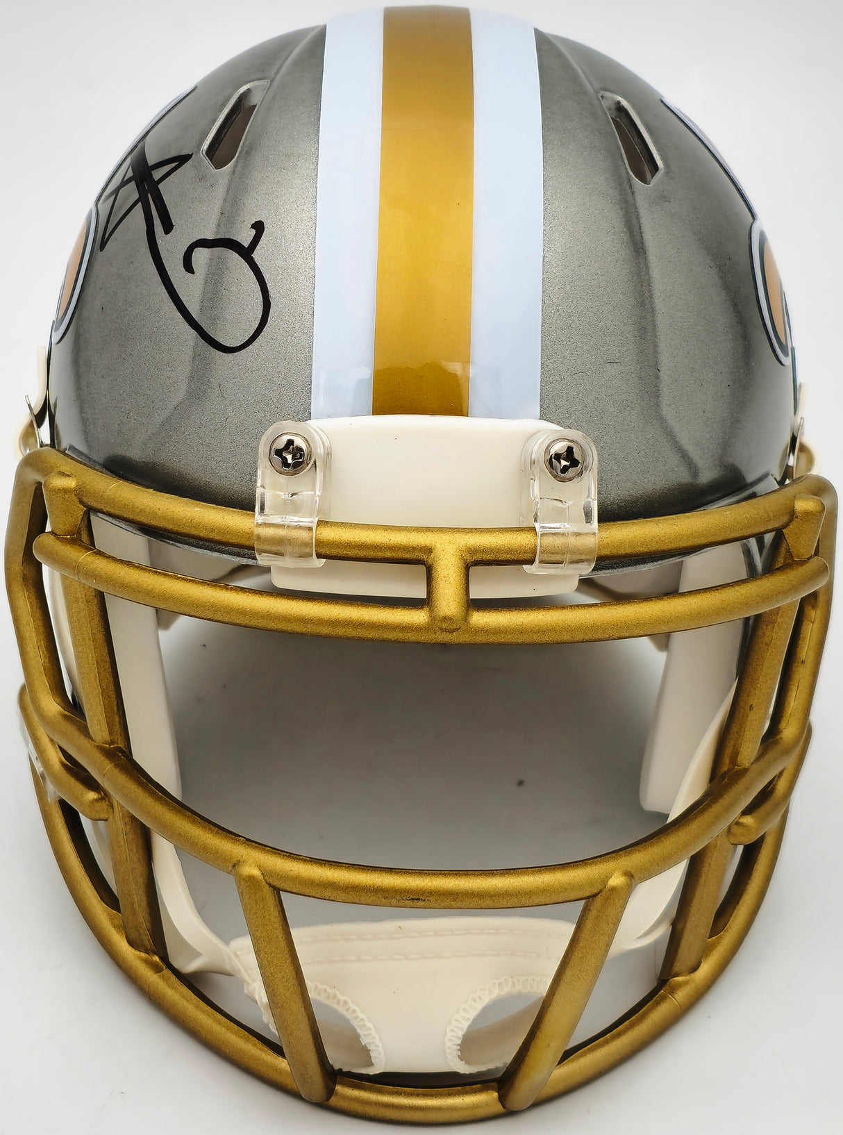 Alvin Kamara Autographed New Orleans Saints Flash Gray Speed Mini Helmet Beckett BAS Witness Stock #224756