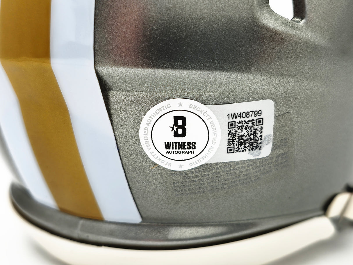 Alvin Kamara Autographed New Orleans Saints Flash Gray Speed Mini Helmet Beckett BAS Witness Stock #224756
