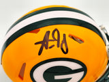 Aaron Jones Autographed Green Bay Packers Yellow Speed Mini Helmet Beckett BAS Witness Stock #224751