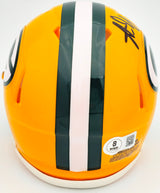 Aaron Jones Autographed Green Bay Packers Yellow Speed Mini Helmet Beckett BAS Witness Stock #224751