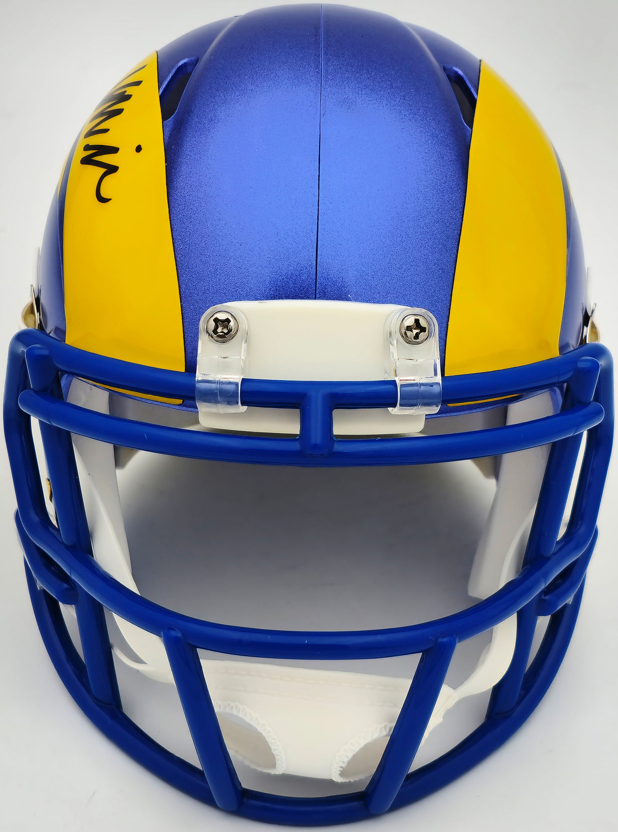 Kyren Williams Autographed Los Angeles Rams Blue Speed Mini Helmet Beckett BAS Witness Stock #224759