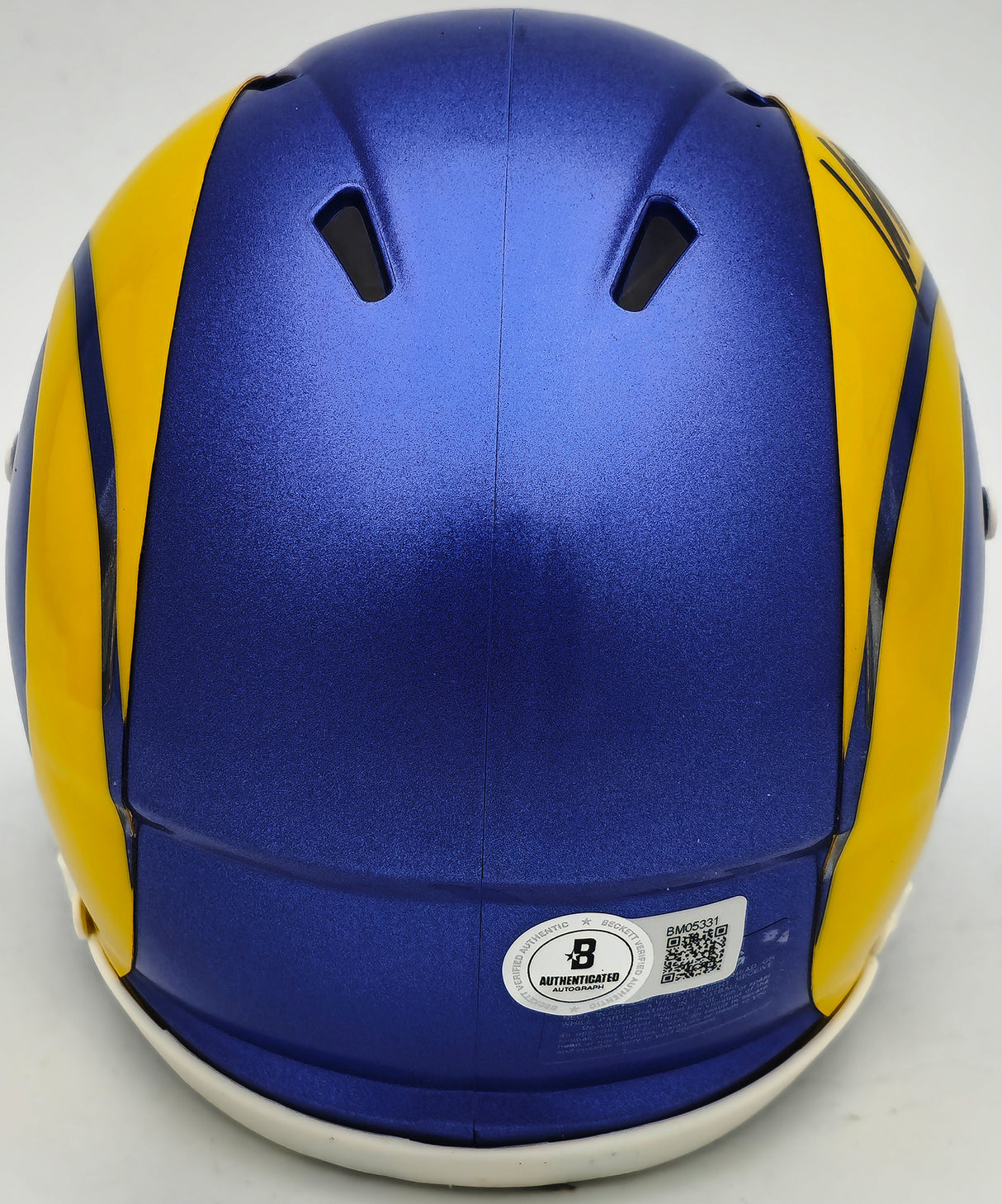 Kyren Williams Autographed Los Angeles Rams Blue Speed Mini Helmet Beckett BAS Witness Stock #224759