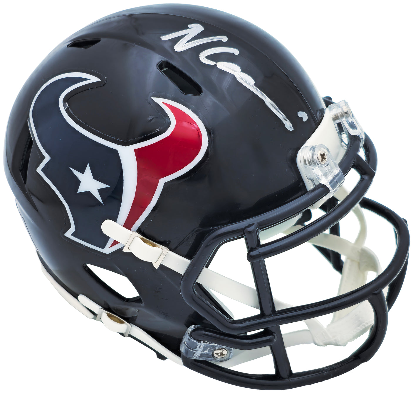 Nico Collins Autographed Houston Texans Blue Speed Mini Helmet Beckett BAS Witness Stock #224753