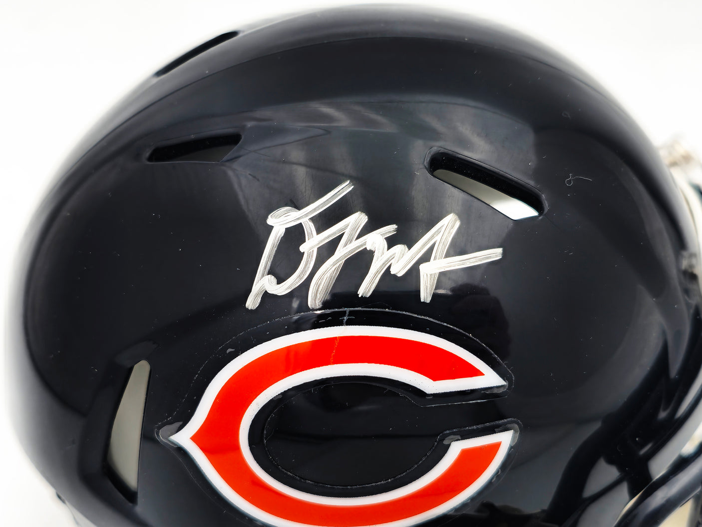 DJ Moore Autographed Chicago Bears Blue Speed Mini Helmet Beckett BAS Witness Stock #224750