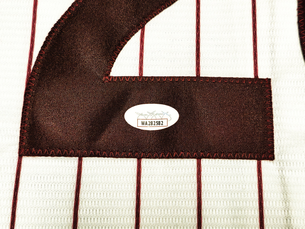Philadelphia Phillies Mike Schmidt Autographed White Pinstripes Nike Cooperstown Collection Jersey Size XXL JSA Stock #224684