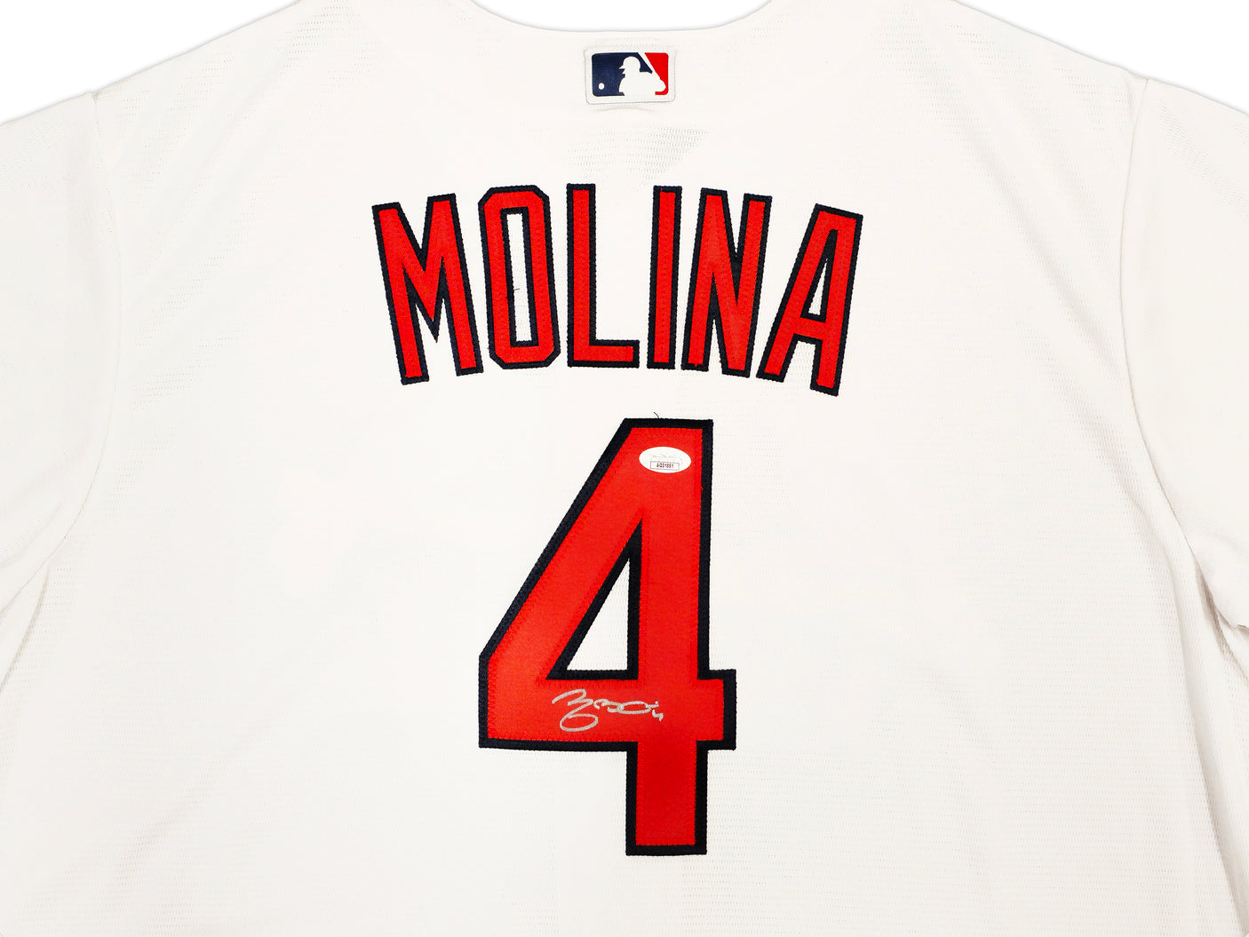St. Louis Cardinals Yadier Molina Autographed White Nike Jersey Size XL JSA Stock #224686