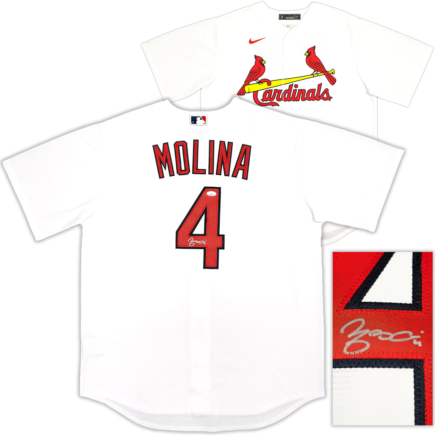 St. Louis Cardinals Yadier Molina Autographed White Nike Jersey Size Large JSA Stock #224685