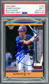 Ichiro Suzuki Autographed 1993 BBM Rookie Card #239 Orix Blue Wave PSA 7 Auto Grade Gem Mint 10 Signed In Kanji PSA/DNA #96081336