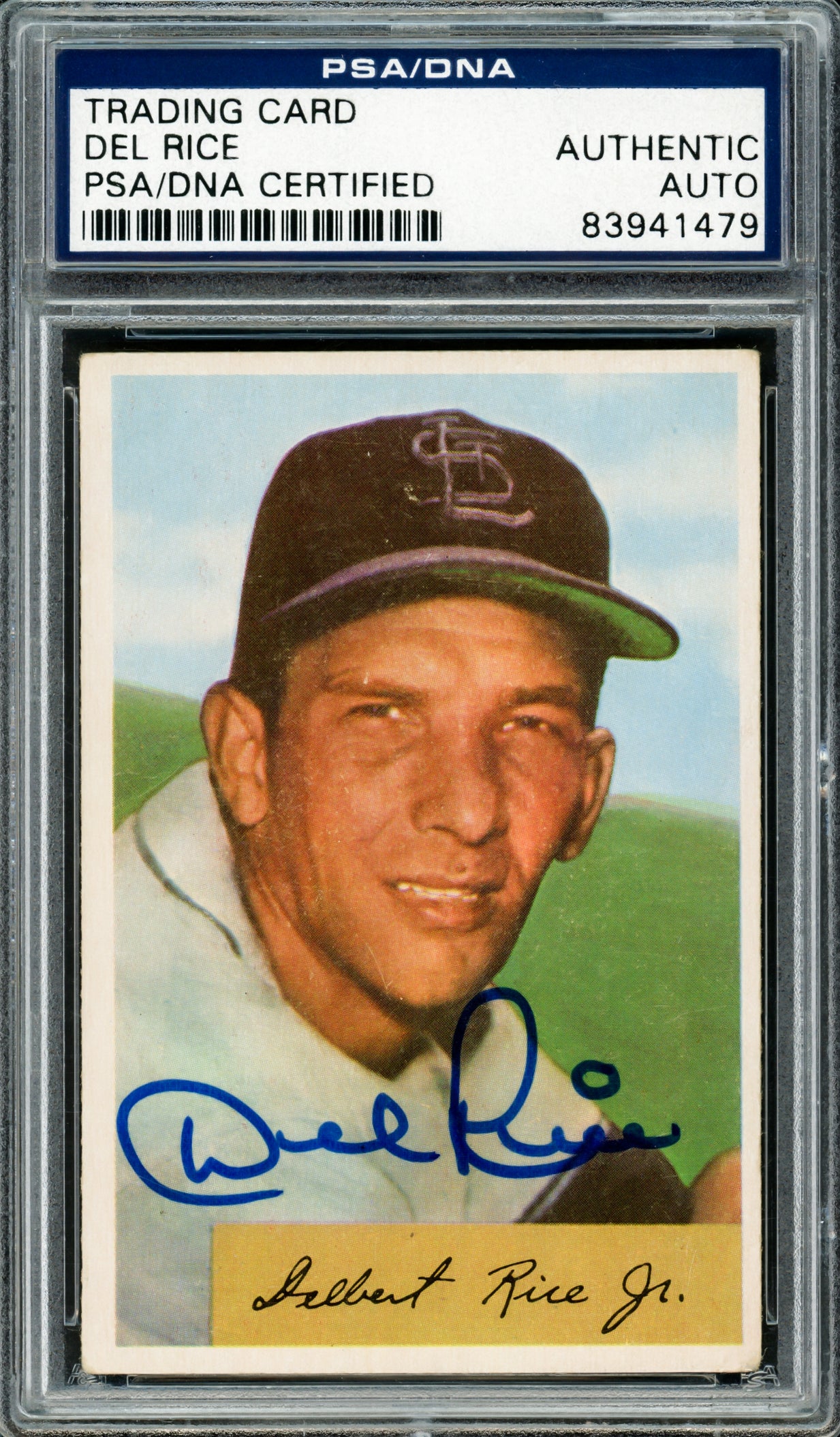 Del Rice Autographed 1954 Bowman Card #30 St. Louis Cardinals PSA/DNA #83941479