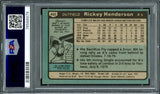 Rickey Henderson Autographed 1980 Topps Rookie Card #482 Oakland A's PSA 6 Auto Grade Gem Mint 10 PSA/DNA #76568979
