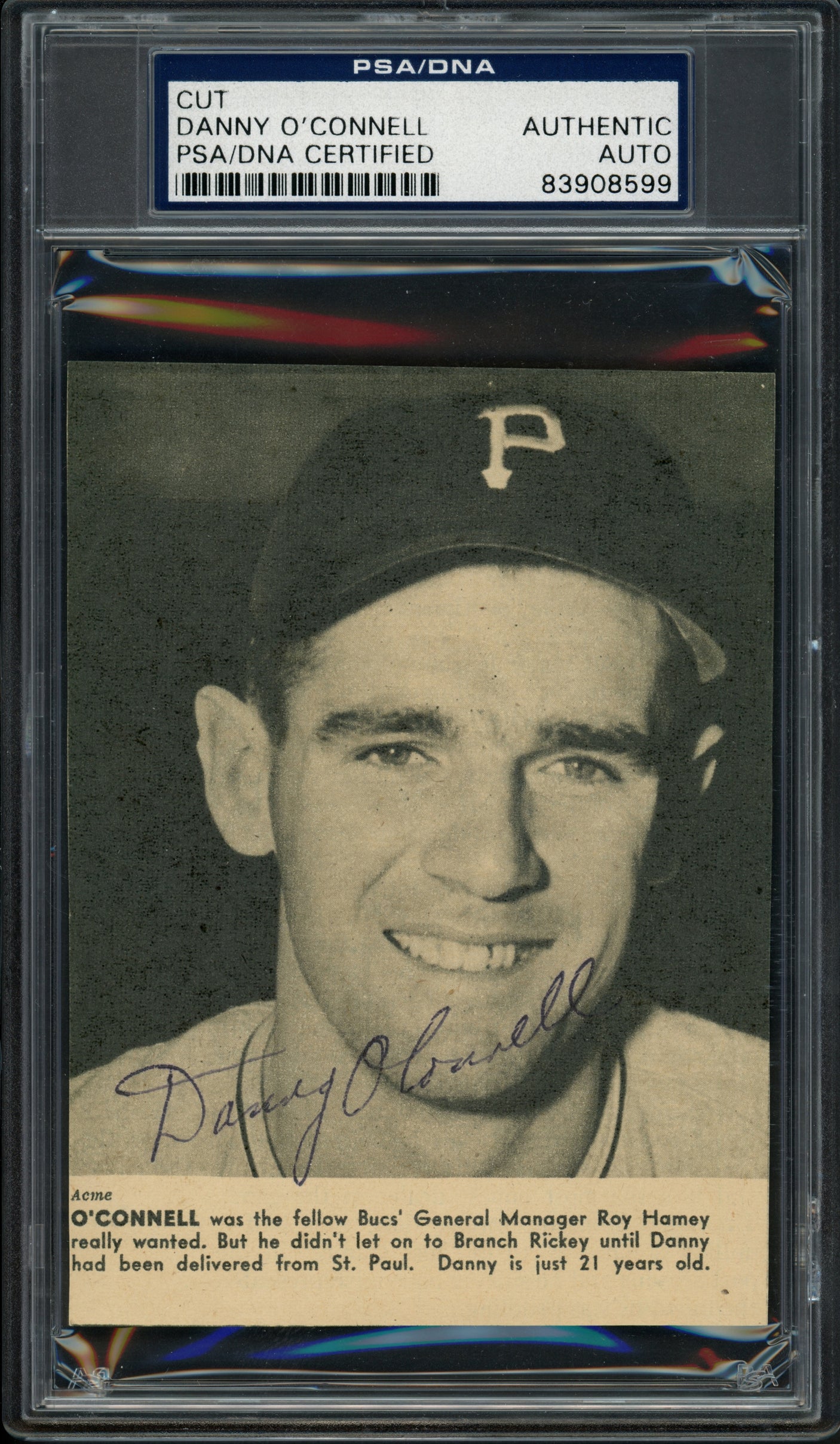 Danny O'Connell Autographed 3.5x5 Magazine Page Photo Pittsburgh Pirates PSA/DNA #83908599