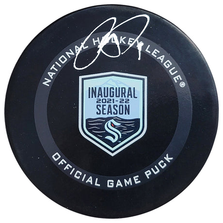 Ryan Donato Autographed Official Seattle Kraken Inaugural Season Logo Hockey Game Puck Fanatics Holo Stock #211731