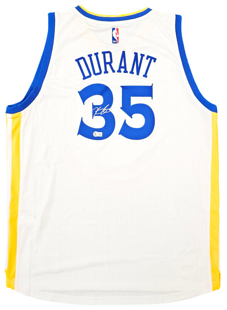 Golden State Warriors Kevin Durant Autographed White Adidas Swingman Jersey Size XL + 2 Length Beckett BAS QR Stock #212185